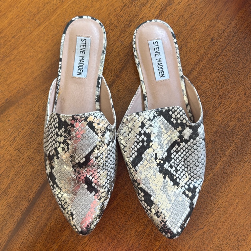 Steve Madden Faux- Snakeskin Mules- Size 8.5. Gently used